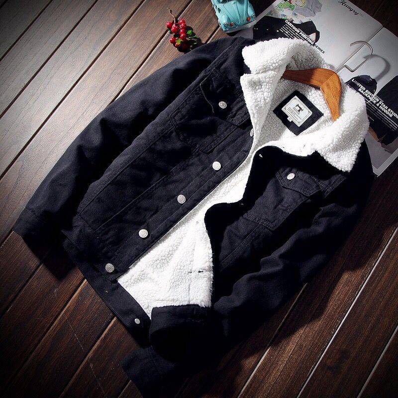 Trendy Men's Winter Light-Colored Lamb Velvet Denim Jacket Korean Style Large Size Jacket Fleece-Lined Thickeneded Export Top