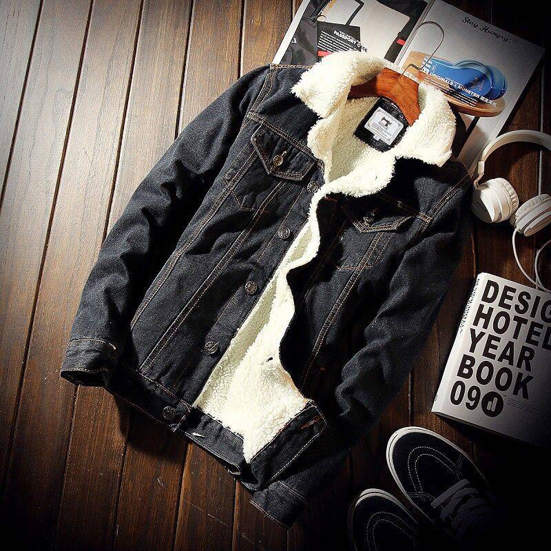 Trendy Men's Winter Light-Colored Lamb Velvet Denim Jacket Korean Style Large Size Jacket Fleece-Lined Thickeneded Export Top