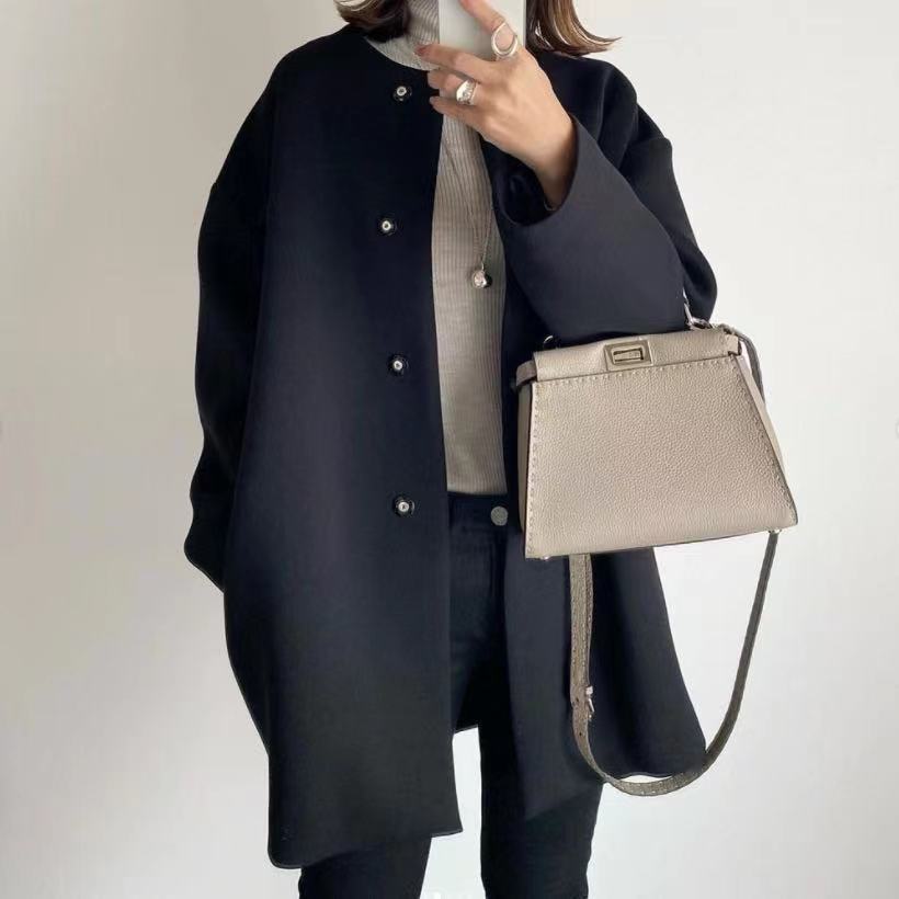 4-Color High-Quality In-Stock Japanese-Style Straight Coat for Women, 2026 Autumn and Winter, Elegant Solid Color Simple Woolen Jacket Top