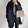 4-Color High-Quality In-Stock Japanese-Style Straight Coat for Women, 2026 Autumn and Winter, Elegant Solid Color Simple Woolen Jacket Top