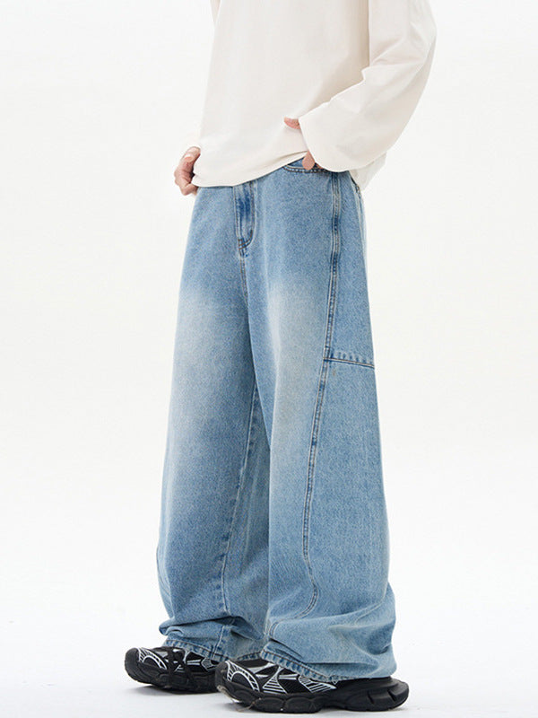 LKTM Men's Wear# American Vintage Baggy Deconstruction Wide Leg Machete Jeans Men's and Women's High Street Couple Fashion Brand Pants