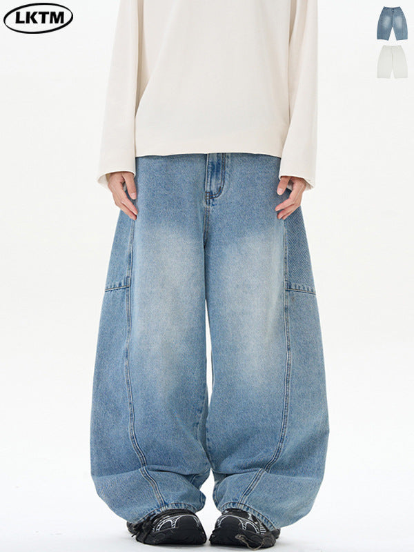 LKTM Men's Wear# American Vintage Baggy Deconstruction Wide Leg Machete Jeans Men's and Women's High Street Couple Fashion Brand Pants