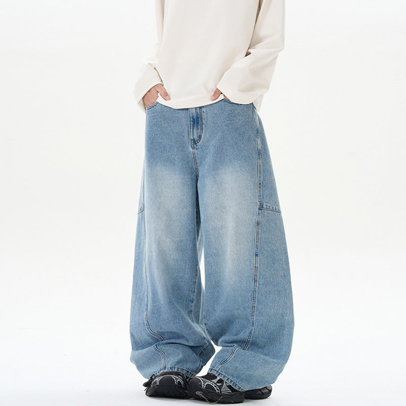 LKTM Men's Wear# American Vintage Baggy Deconstruction Wide Leg Machete Jeans Men's and Women's High Street Couple Fashion Brand Pants